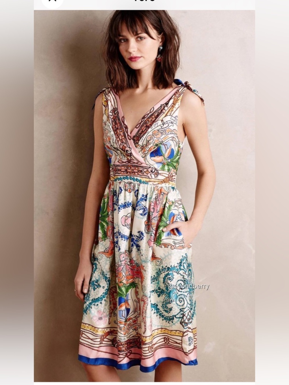 Anthropologie X Collette Dinnigan Tied Acionna Silk Dress‎ Size 4 Whimsy Artsy